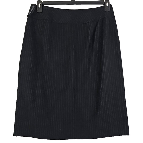 Ann Taylor LOFT~Woman Size 10~Black Striped Pencil Skirt Fully Lined Wool Blend. - Picture 6 of 12